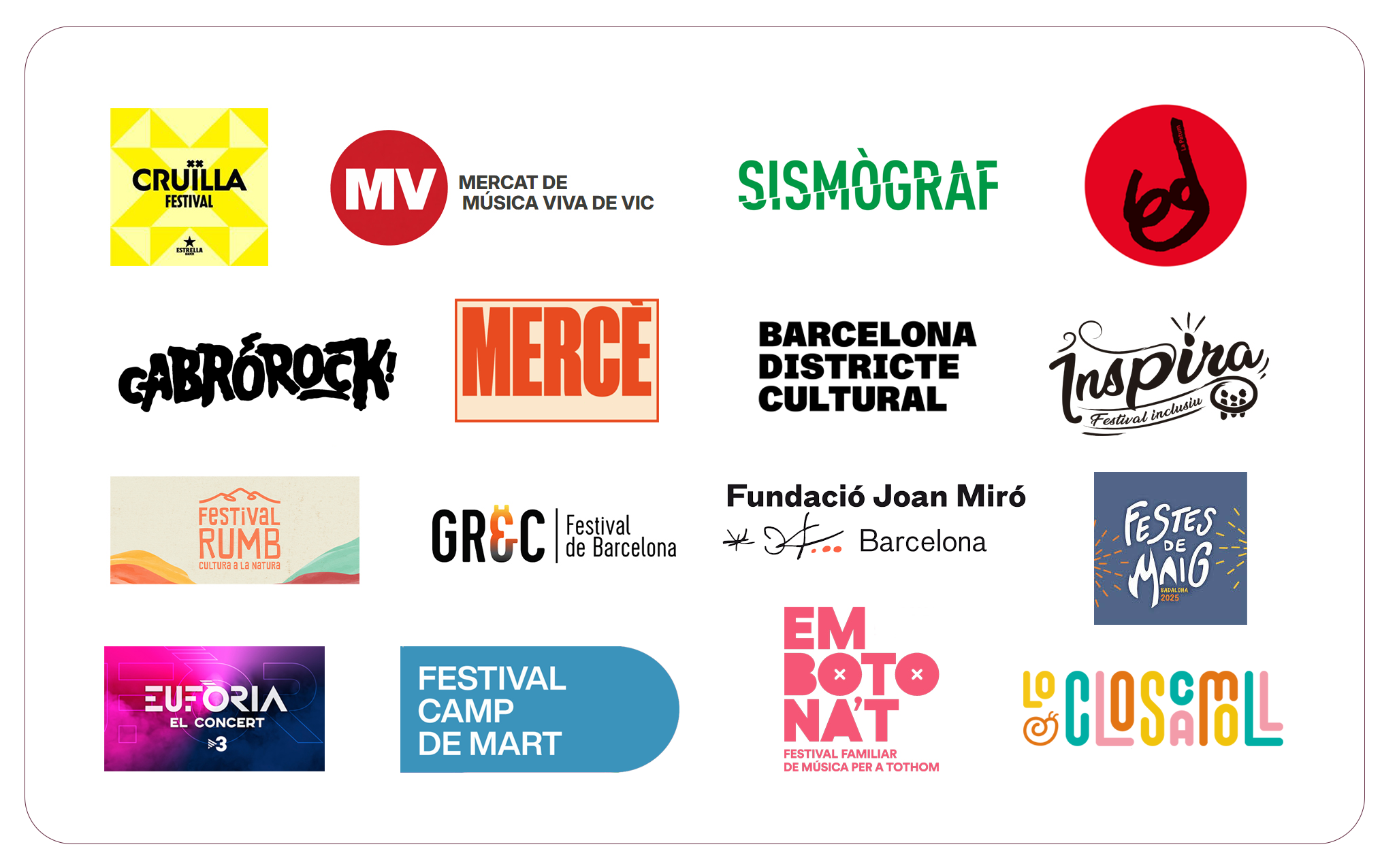 Logotips de festivals i esdeveniments culturals amb accessibilitat auditiva
